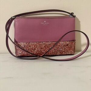 Kate Spade Greta Court Ramey Dusty Peony Glitter Crossbody